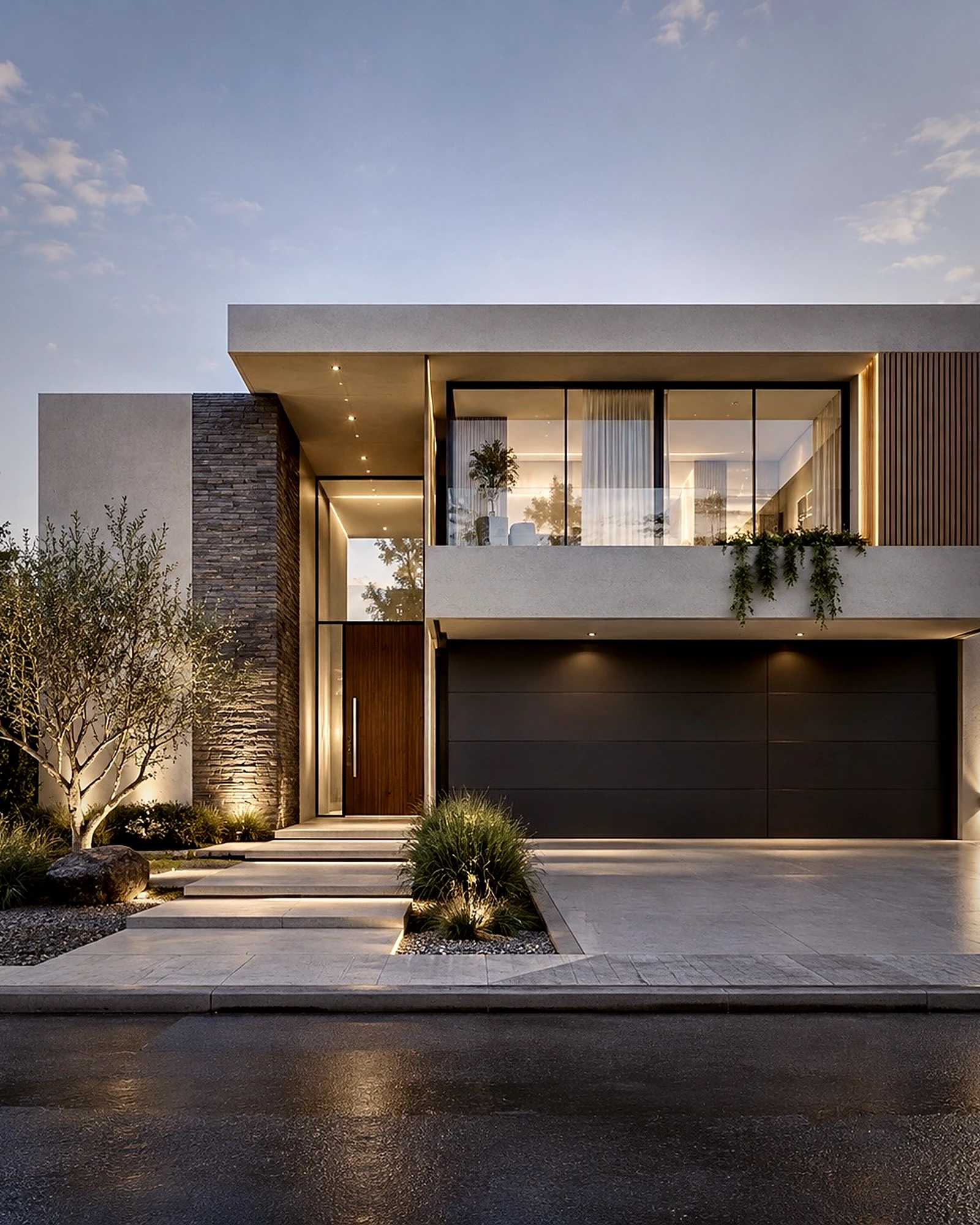 Render de anteproyecto residencial de Furiassi Arquitectos: vivienda de hormigón visto con pileta, Mendoza